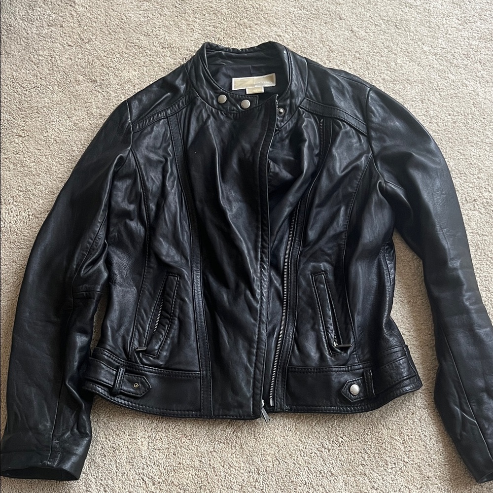Michael Kors Genuine Leather Women's Black Leather Jacket